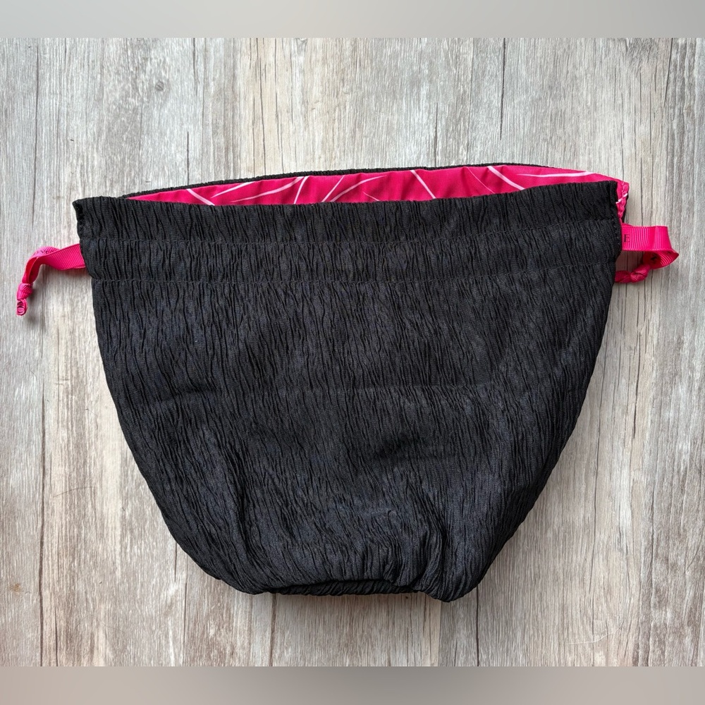 Lancome Black and Fuchsia Drawstring Makeup Pouch